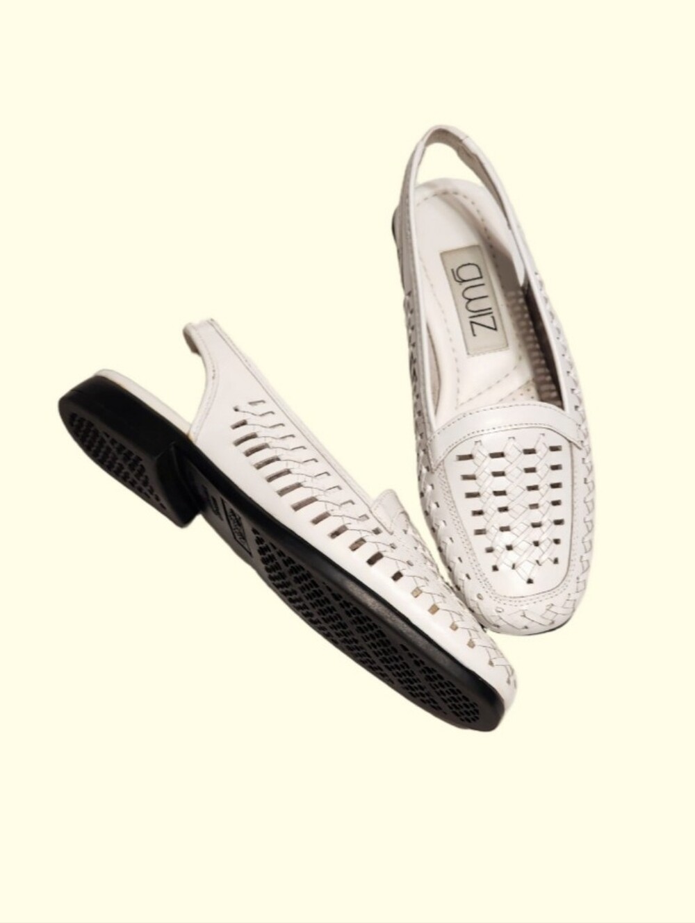 G. Wiz Jenny Vintage Woven Slingback Leather Low Heel Sandals Shoes White 6 M - Picture 1 of 11